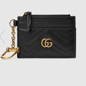 Gucci GG MARMONT KEYCHAIN WALLET, Black, Authentic